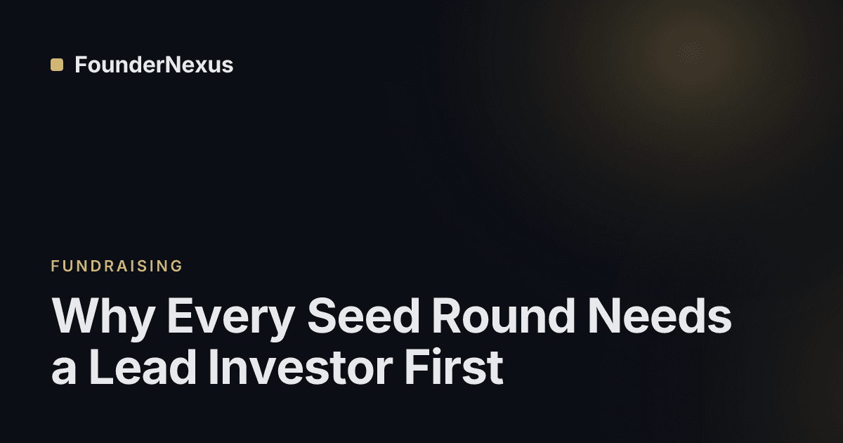 A founder and an investor across a table, term sheet between them, other empty chairs waiting