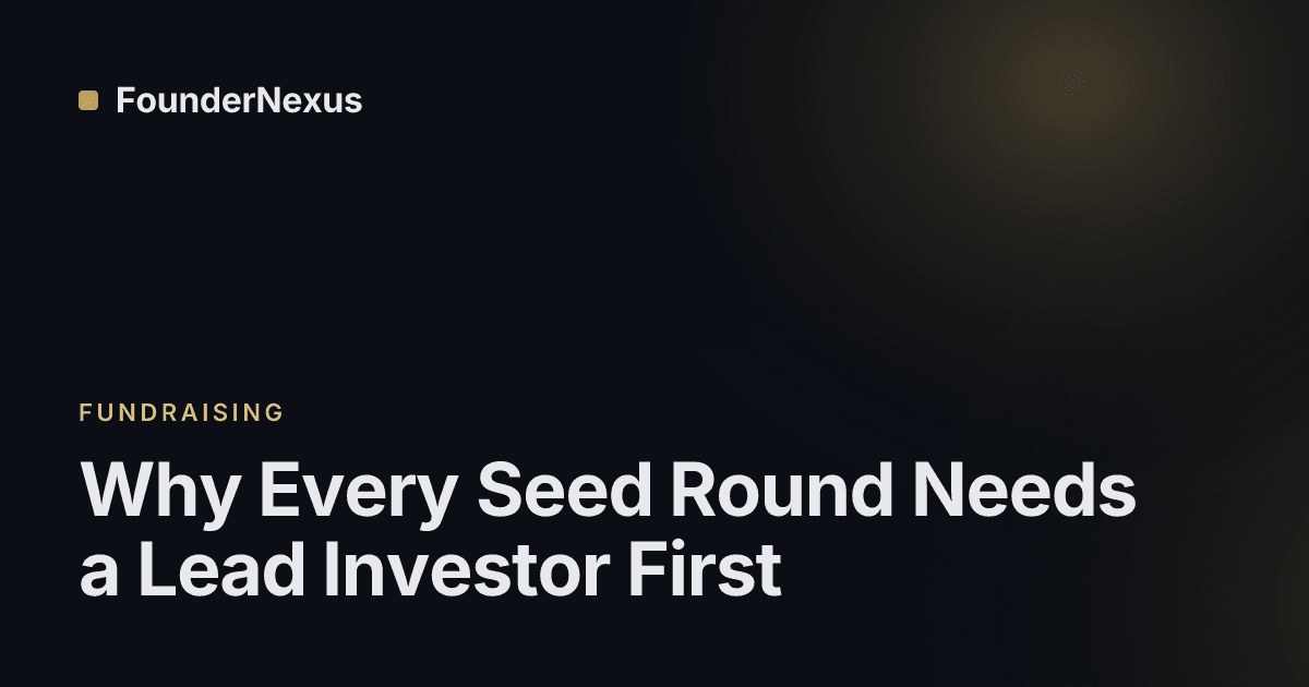 A founder and an investor across a table, term sheet between them, other empty chairs waiting